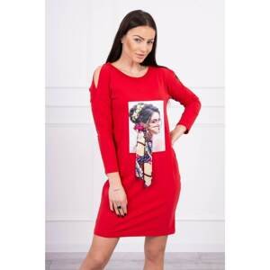 Dress with graphics and colorful bow 3D red