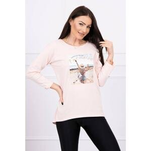 Blouse with Paradise print powder pink