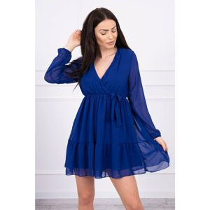 Chiffon dress with v-neck mauve-blue