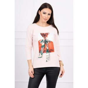Blouse with 3D graphics Striking powder pink