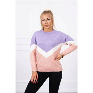 Sweater with geometric patterns purple + powder pink