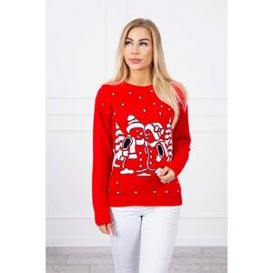 Christmas sweater with snowmen red