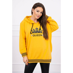 Sweatshirt with Queen inscription Plus Size mustard