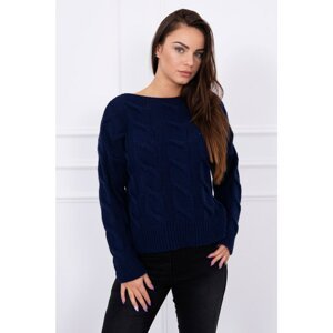 Sweater with longer back navy blue