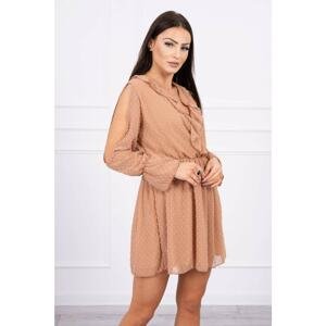 Dress with a slit on the sleeve camel