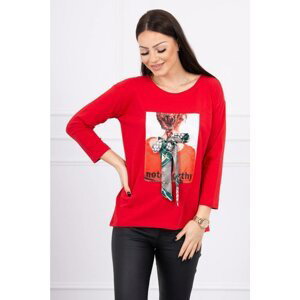 Blouse with 3D graphics Remarkable red