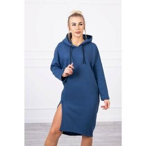 Dress with hood and slit for jeans side