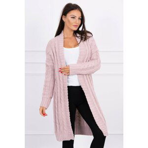 Sweater Cardigan with braid weave powdered pink