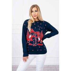 Christmas sweater with snowmen navy blue