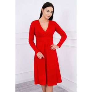 Dress cut under the bust, long sleeve red