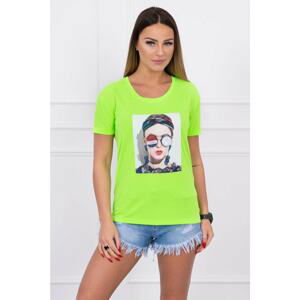 Blouse with women's graphics green neon