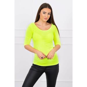 Yellow neon blouse with round neckline