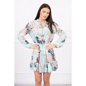 Floral dress with a tied neckline mint