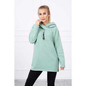 Tunic with zipper on the hood Oversize dark mint