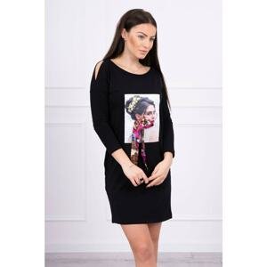Dress with graphics and colorful bow 3D black