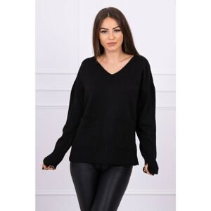 Sweater with decorative pockets black