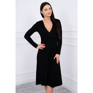 Dress cut under the bust, long sleeve black