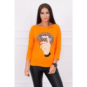 Blouse with colorful print orange neon