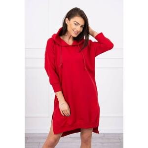 Dress with hood and longer back red