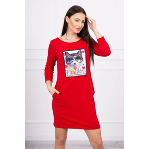 Dress with cat graphics 3D red