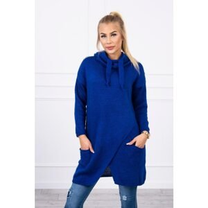 Sweater with envelope bottom mauve-blue