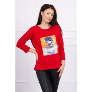 Blouse with 3D graphics, lace red