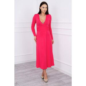 Straight Dress V-Neckline fuchsia