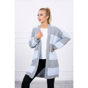 Two-color sweater azure+gray