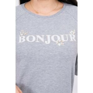 Blouse with printed Bonjour gray S/M - L/XL
