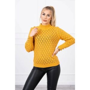 Sweater with decorative buttons mustard