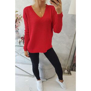 V-neck sweater red