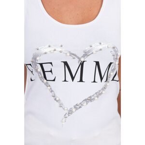 Blouse with Femme print white