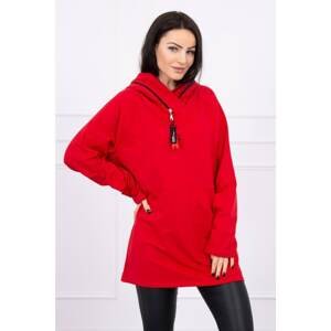 Tunic with zipper on hood Oversize red