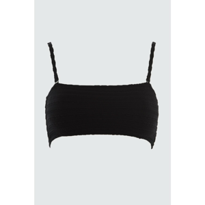 Trendyol Black Textured Bandeau Bikini Top