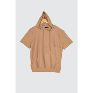 Trendyol Camel Men's Short Sleeve Hooded Regular Fit Sweatshirt
