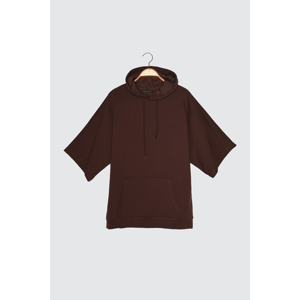 Trendyol Brown Men's Short Sleeve Hooded Oversize Sweatshirt