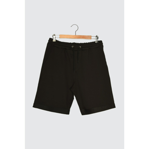 Trendyol Men's Black Regular/Normal Fit Medium Size Elastic Waist Laced Double Cuff Shorts