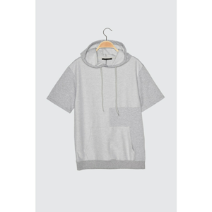Trendyol Gray Men's Short Sleeve Hooded Regular Fit Sweatshirt