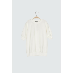 Trendyol White Printed Knitted Sweatshirt