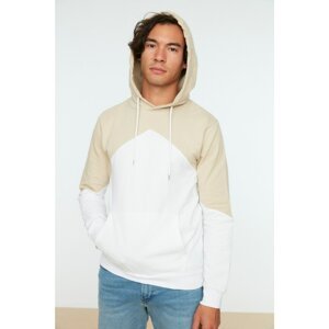 Trendyol Beige Men Regular Fit Hooded Kangaroo Pocket Long Sleeve Sweatshirt