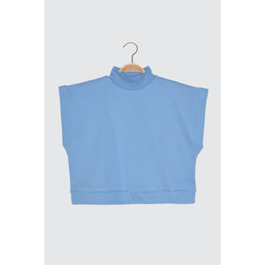 Trendyol Light Blue Right Collar Crop Knitted Blouse