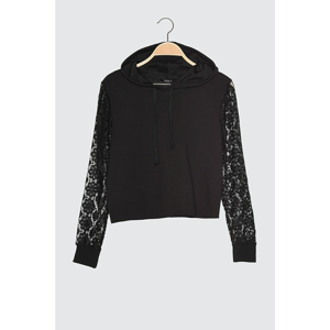 Trendyol Black Hooded Knitted Sweatshirt