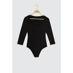 Trendyol Black Square Collar Snap Knitted Body