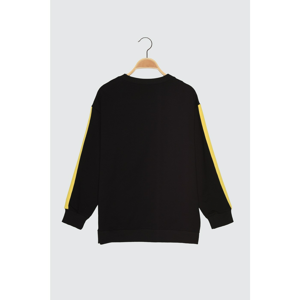 Trendyol Black Printed Boyfriend Knitted Sweatshirt