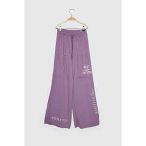 Trendyol Purple Pocket Printed Knitted Tracksuit bottom
