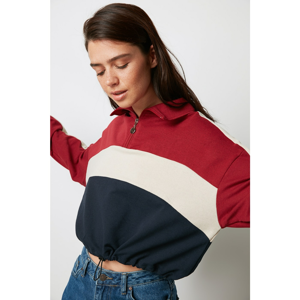 Trendyol Navy Crop Knitted Sweatshirt