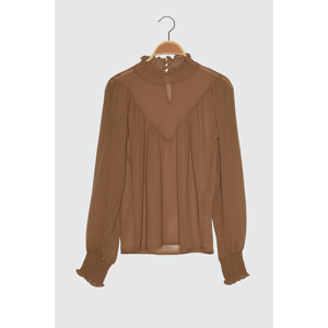 Trendyol Camel Gipeli Upright Collar Blouse