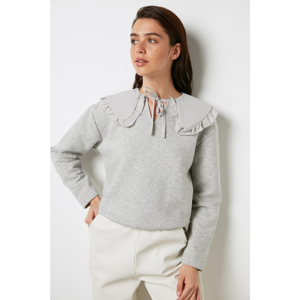 Trendyol Grey Collar Detailed Knitted Sweatshirt