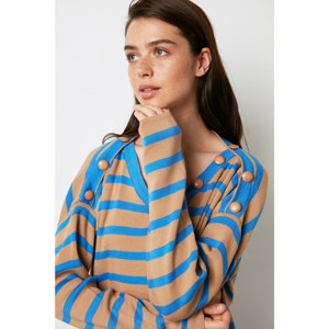 Trendyol Camel Striped Knitwear Sweater