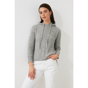 Trendyol Grey Hooded Knitwear Sweater